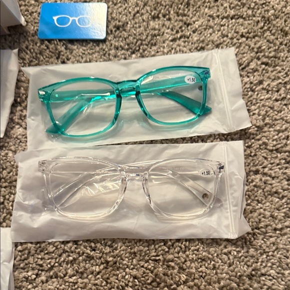 5 pair Glasses Pack in Teal, Black, Tortoise, and Clear Readers +1.50 - Picture 4 of 5